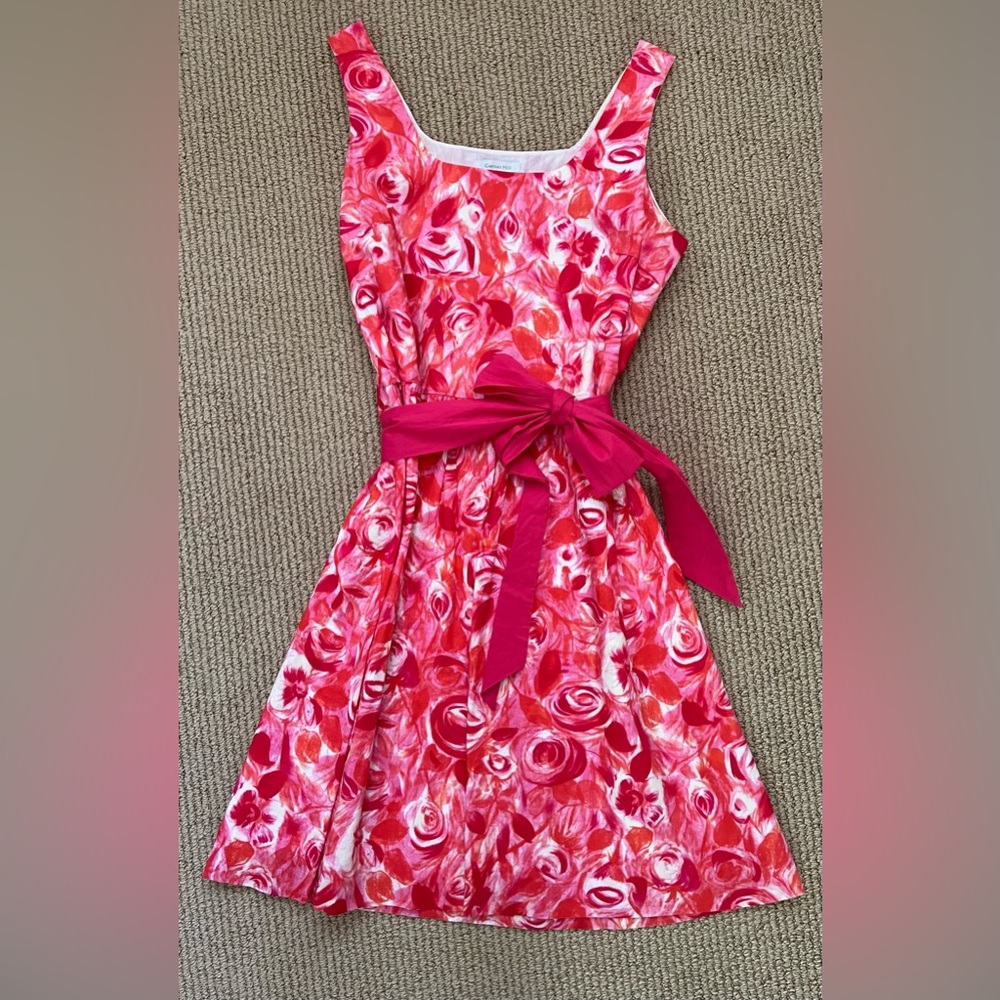 Garnet Hill Sundress - Size 8 Pink White Floral Rose Boho Bloomcore Cottagecore
